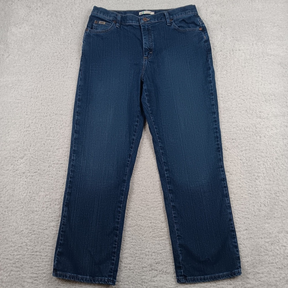 Lee Jeans Relaxed Straight Leg Women 12 Short Blue Denim Stretch IZS-E473-026